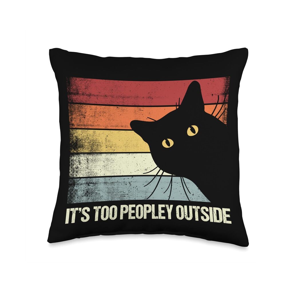 7408 . Funny Introvert Cat. Cats Lover Throw Pillow